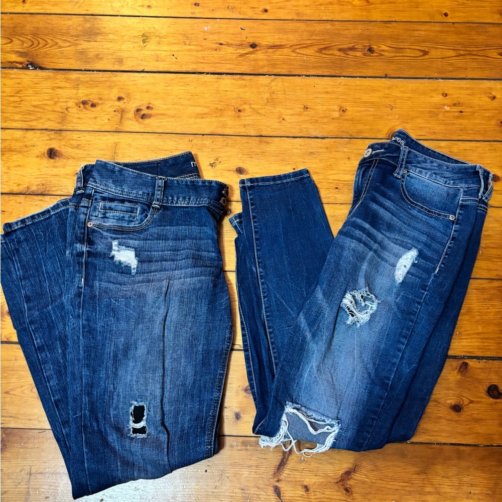 Maurices Dark Blue Distressed Women Jeans